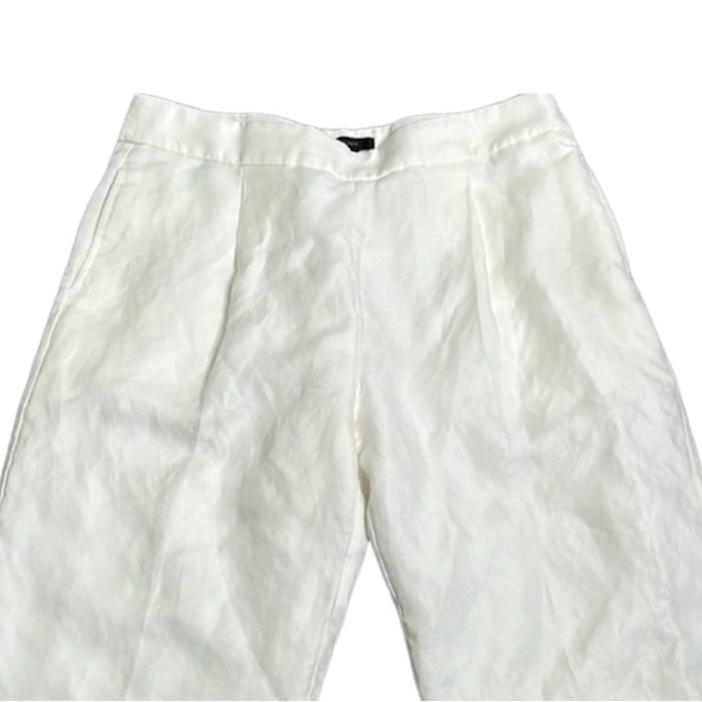 J crew white linen lined wide leg high rise pants size 12 - Picture 2 of 8